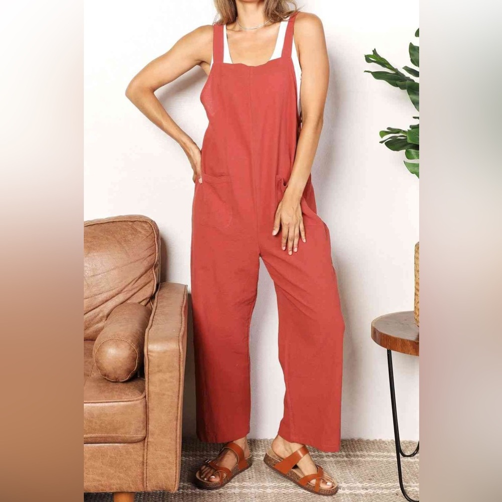 Women's XL Wide Leg Rust Jumpsuit